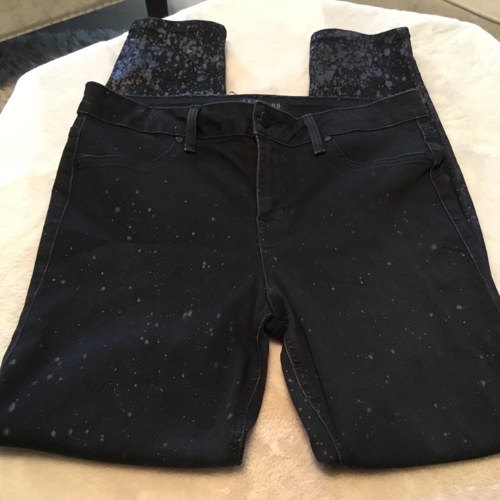 Level 99 Black Spattered City Lights High-Rise Ankle Jeans - 31